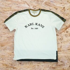 Vintage 90's Karl Kani T-Shirt Men's‎ Embroidery Logo Crew Neck Short Sleeve XL